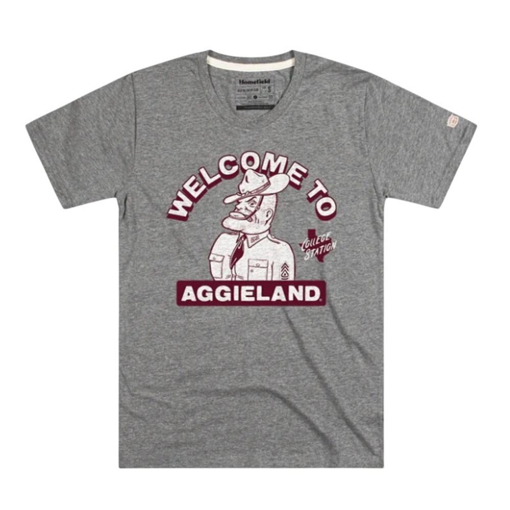 HOMEFIELD Mens Texas A&M Welcome to Aggieland T-Shirt XL Heather Grey NWT